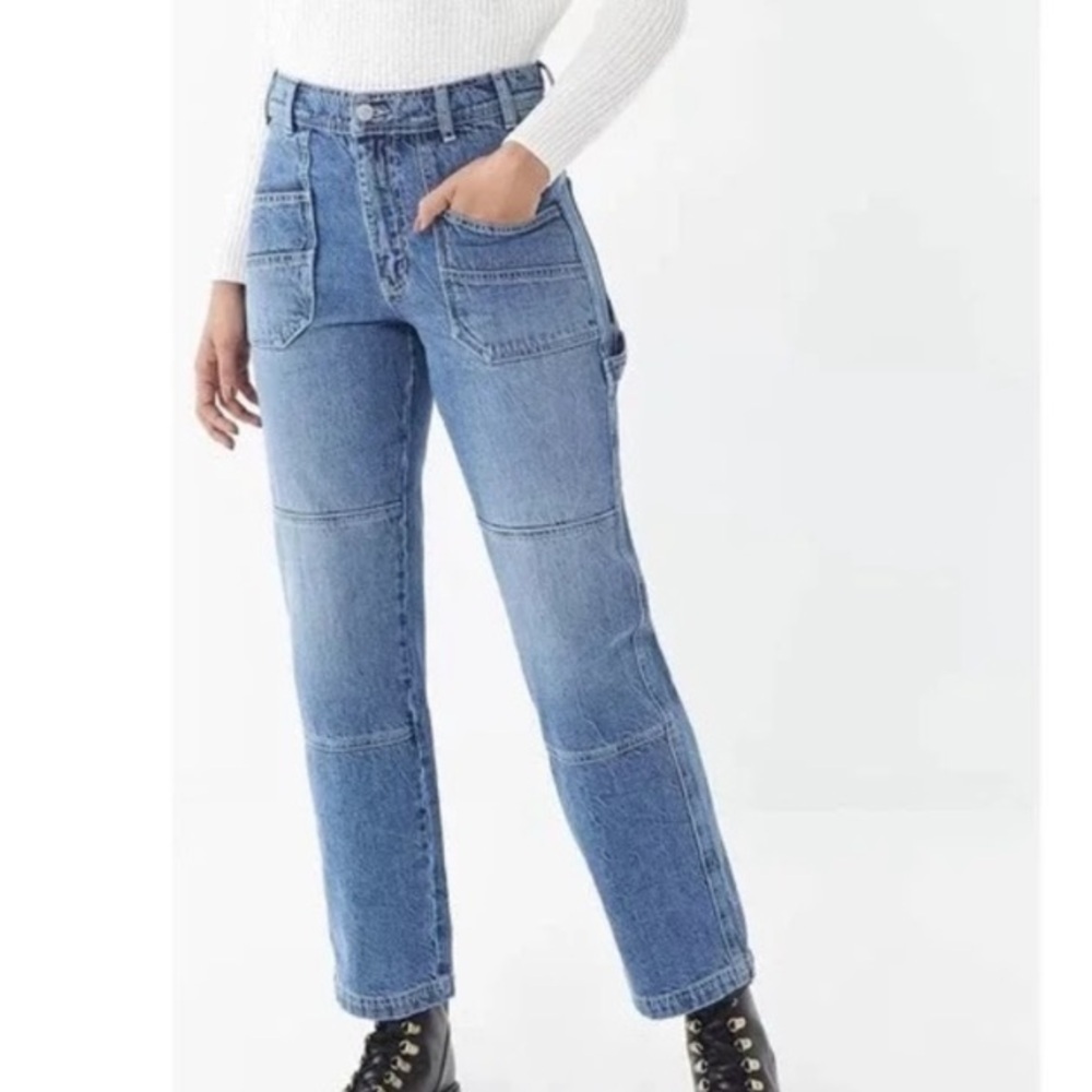 BDG High-Rise Cargo Jeans Women’s Size 25 Blue Loose Fit Baggy Denim Utility